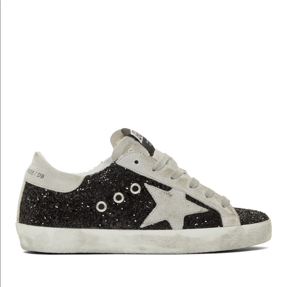 Golden Goose Black Glitter Superstar Grey sneakers